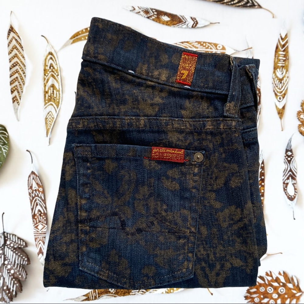 7 for all Mankind damask print dark skinny jeans